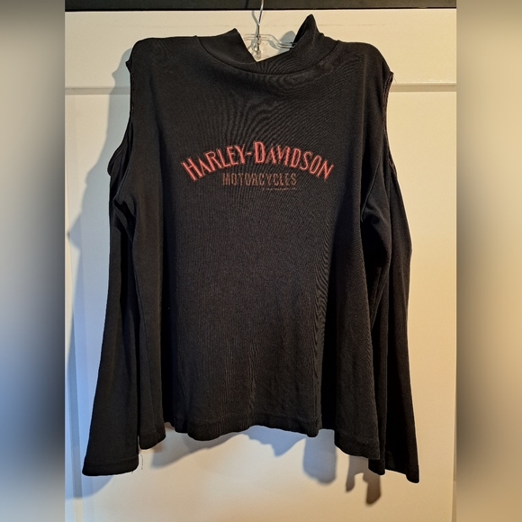 Vintage 1989 women's Harley Davidson shoulder less long sleeve - Picture 1 of 16